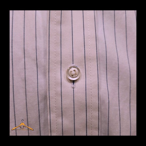 Jos. A. Bank Dress Shirt - 17.5x35, White w/Blue Stripes, Button Down Collar - Picture 4 of 8